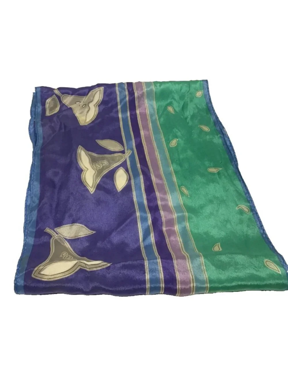 Oscar de la Renta Vintage 1990s Multicolor Printed 50x10 Rectangle Scarf